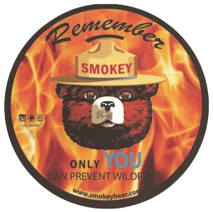 Static Cling Decal "Smokey the bear" by Serigraphic Screen Print